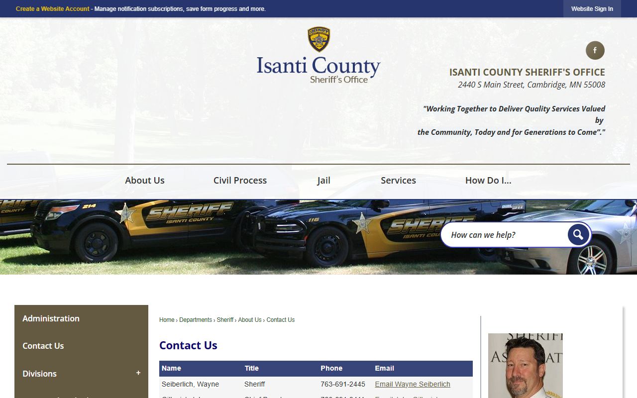 Isanti County court administration records and sheriff data request contact channels
