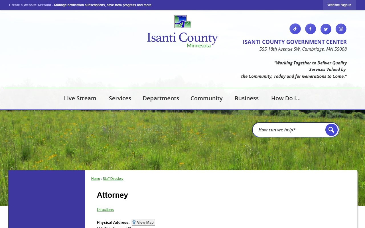 Isanti County criminal court records County Attorney directory source