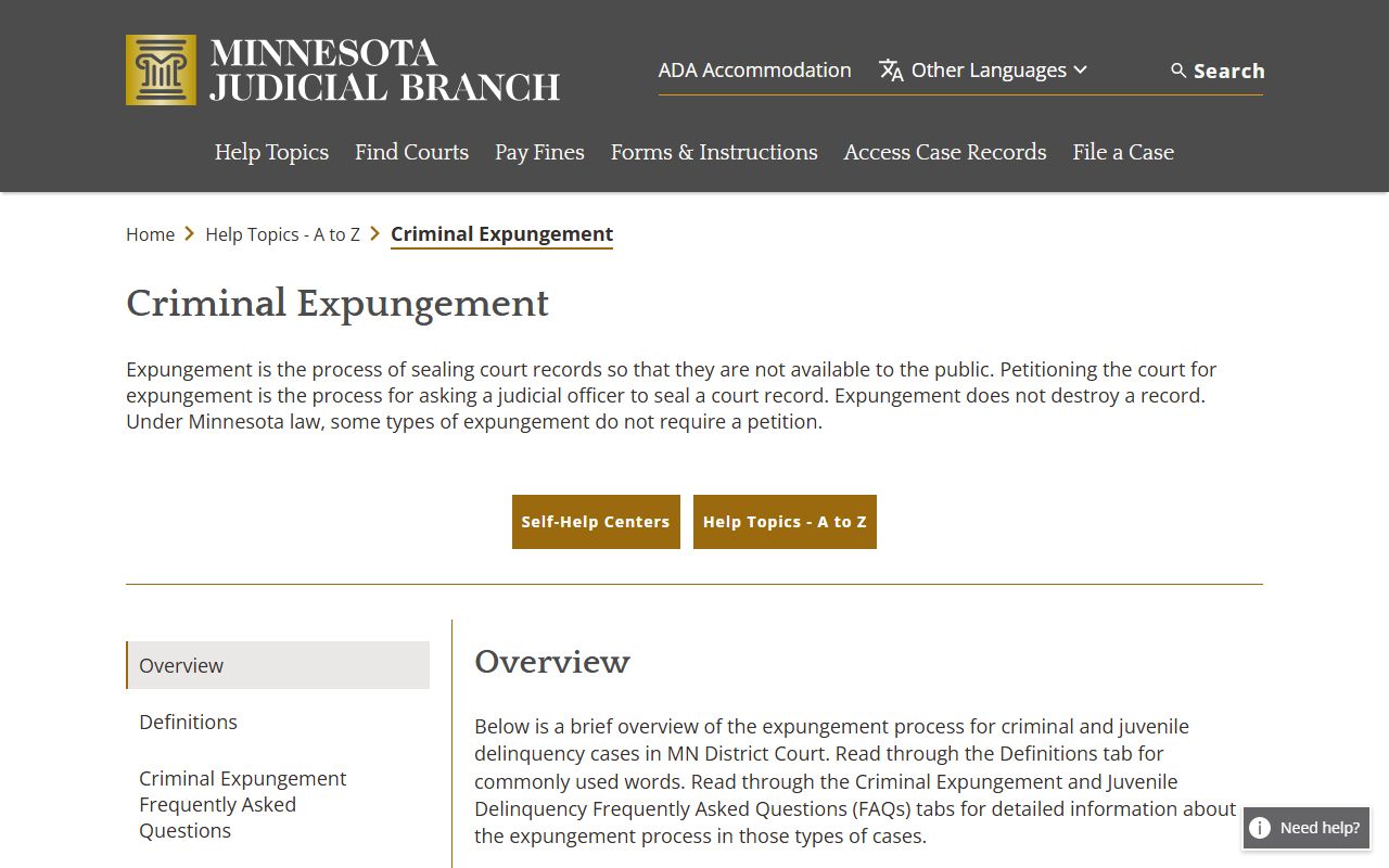 Isanti County criminal court records Minnesota criminal expungement help source