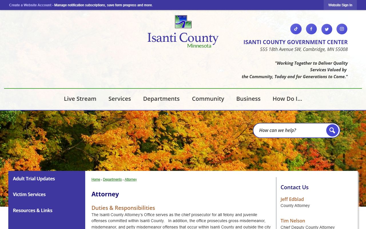 Isanti County criminal court records County Attorney source