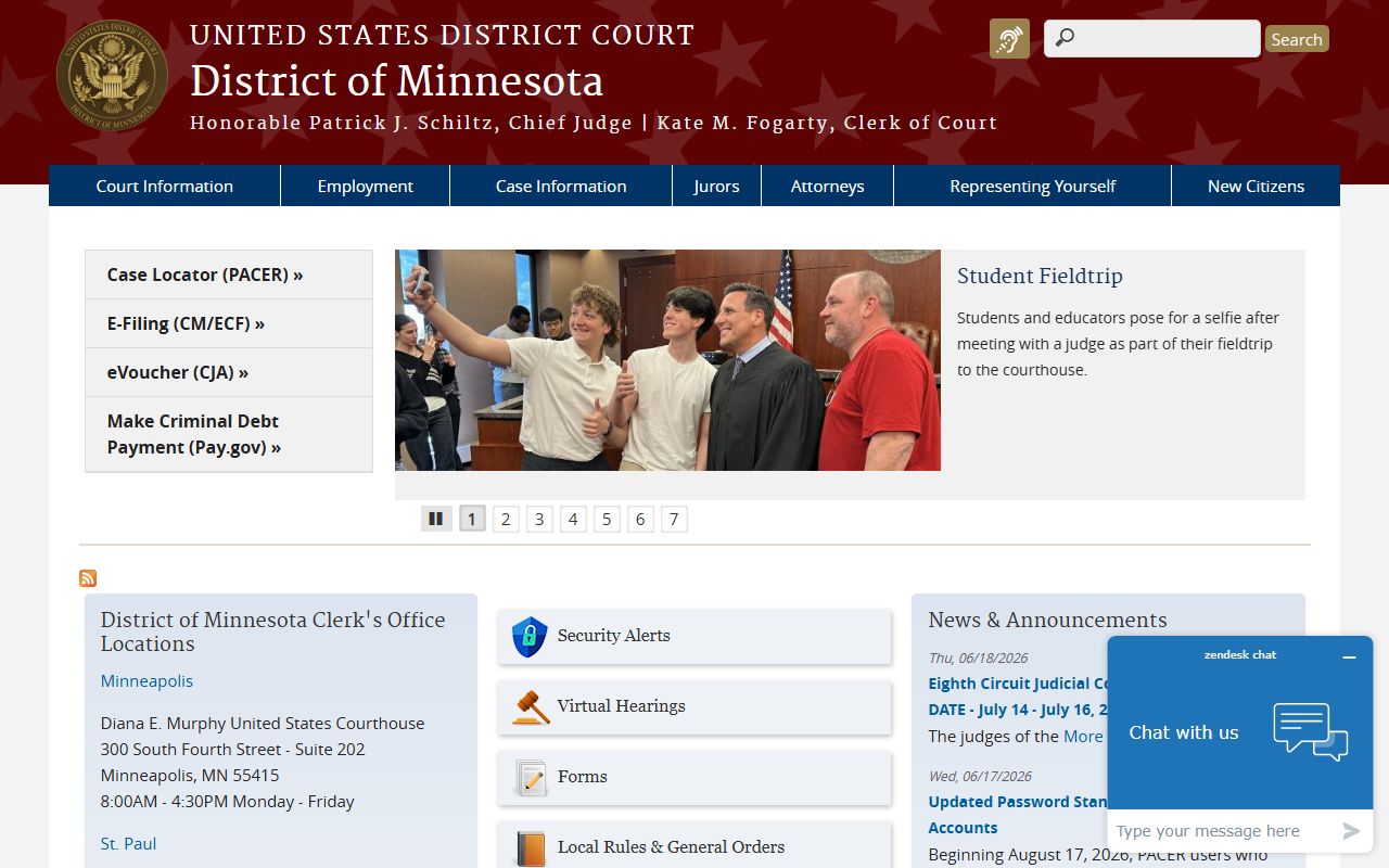 Isanti County District Court records and U.S. District Court for the District of Minnesota