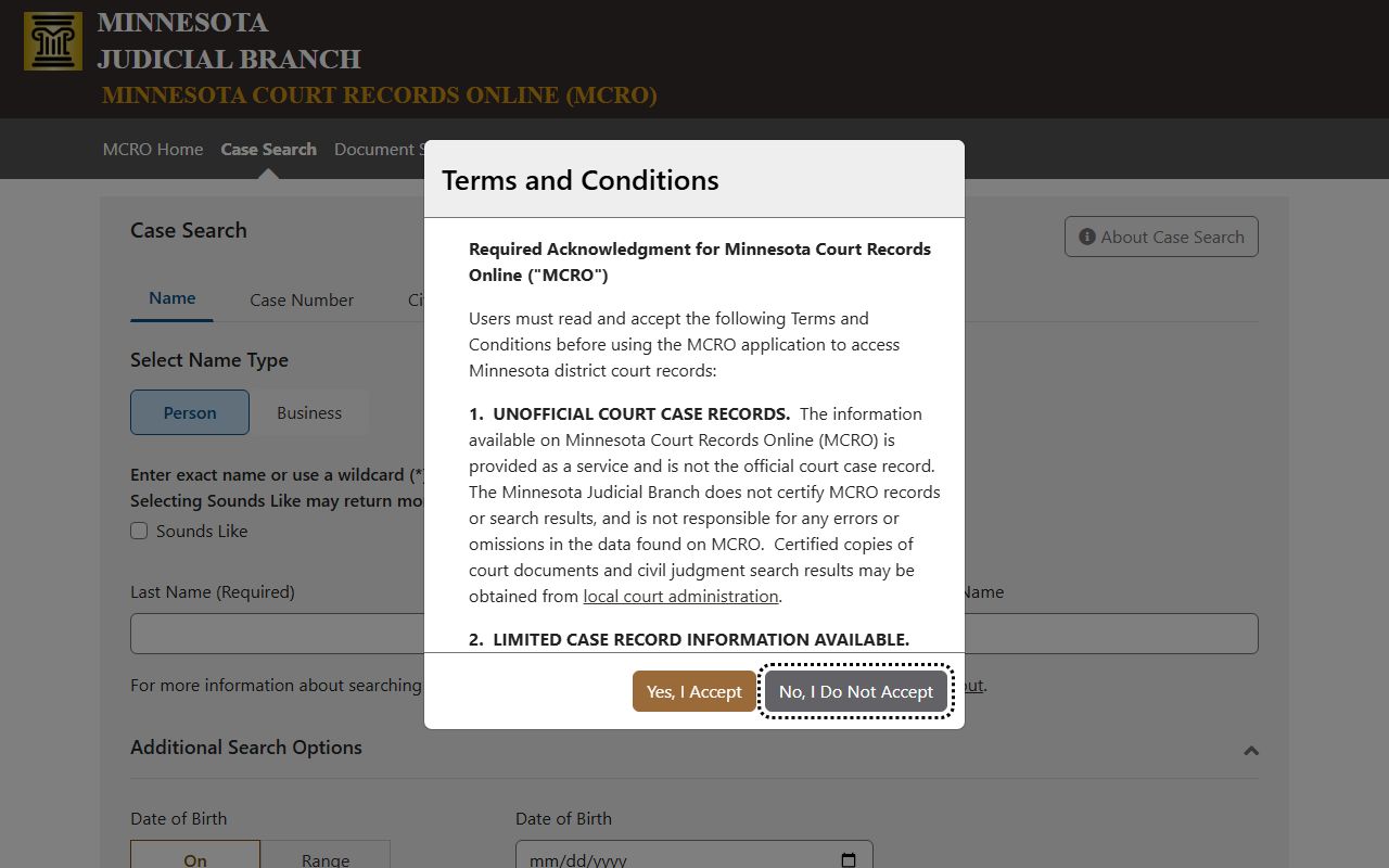 Isanti County court records MCRO case search