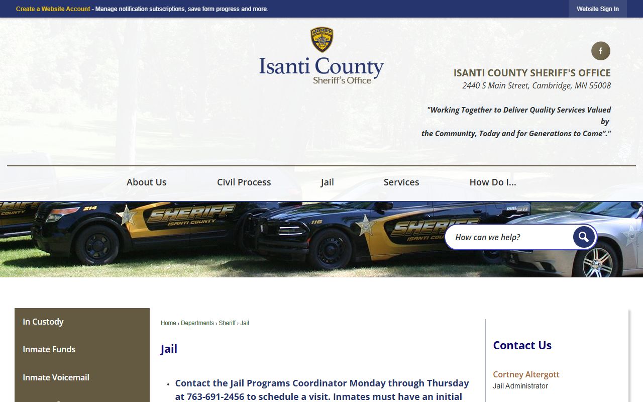 Isanti County inmate records jail page