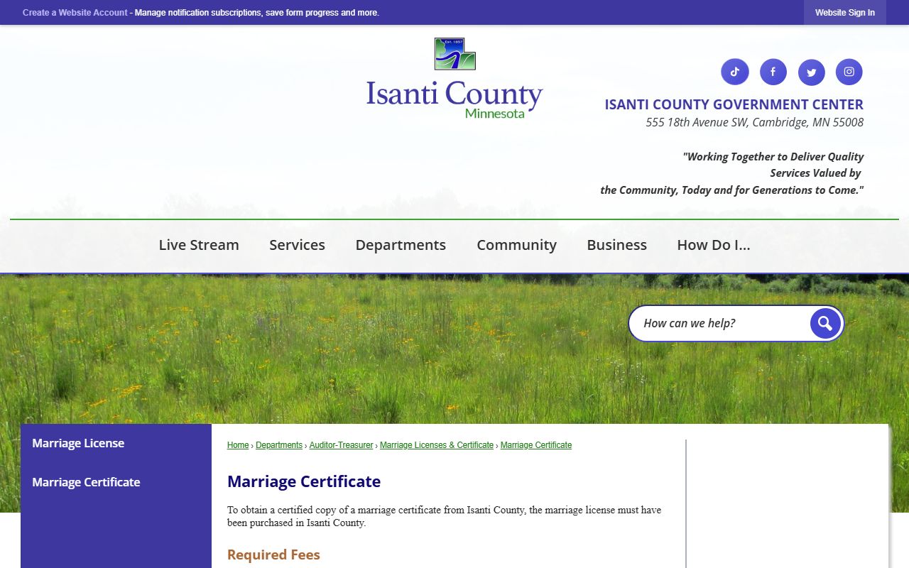 Isanti County marriage records marriage certificate page