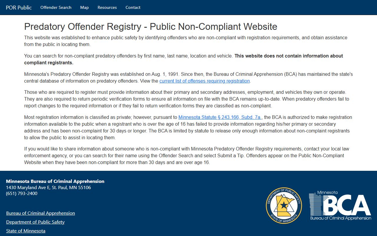 Isanti County warrant records Minnesota predatory offender registry